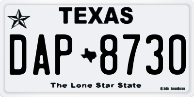 TX license plate DAP8730