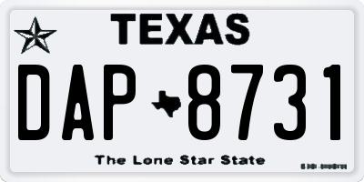 TX license plate DAP8731