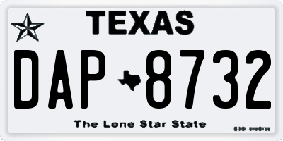 TX license plate DAP8732