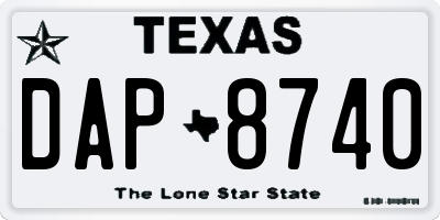 TX license plate DAP8740