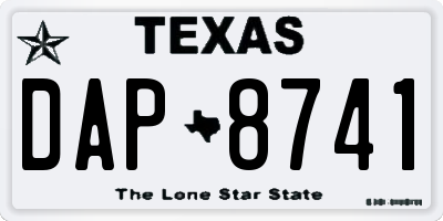 TX license plate DAP8741