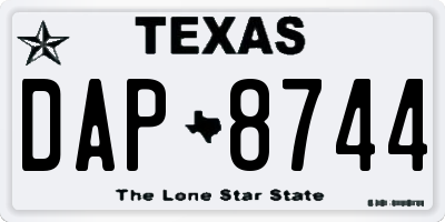 TX license plate DAP8744