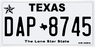 TX license plate DAP8745