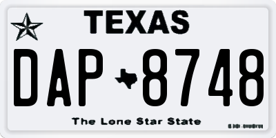 TX license plate DAP8748