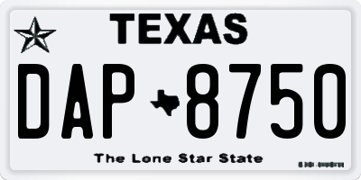 TX license plate DAP8750