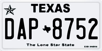 TX license plate DAP8752