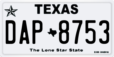 TX license plate DAP8753