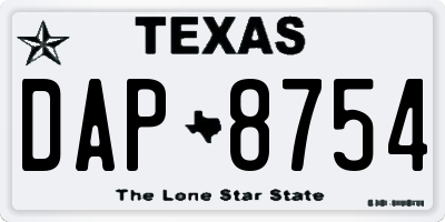 TX license plate DAP8754