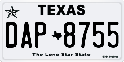 TX license plate DAP8755