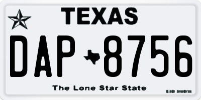 TX license plate DAP8756