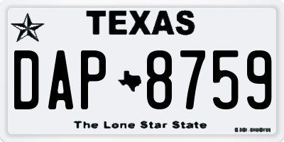 TX license plate DAP8759