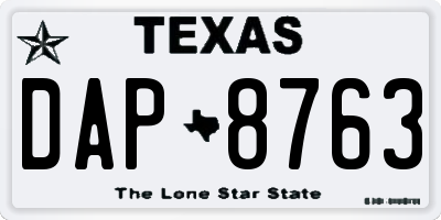 TX license plate DAP8763