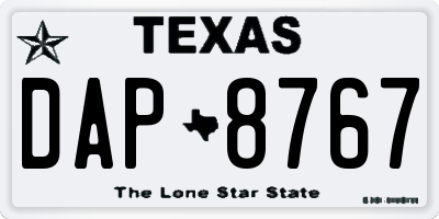 TX license plate DAP8767
