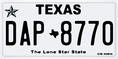 TX license plate DAP8770