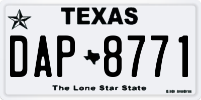 TX license plate DAP8771