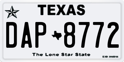 TX license plate DAP8772