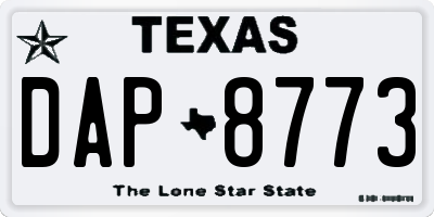 TX license plate DAP8773