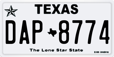 TX license plate DAP8774