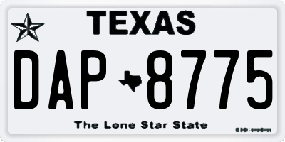 TX license plate DAP8775