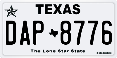 TX license plate DAP8776