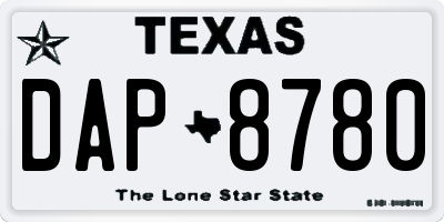 TX license plate DAP8780