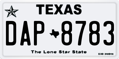 TX license plate DAP8783