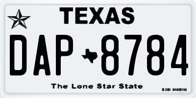 TX license plate DAP8784