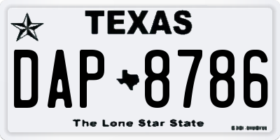 TX license plate DAP8786
