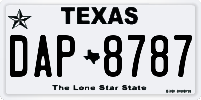 TX license plate DAP8787