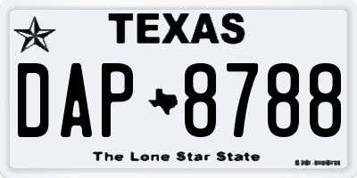 TX license plate DAP8788