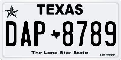TX license plate DAP8789