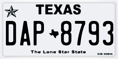 TX license plate DAP8793