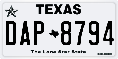 TX license plate DAP8794