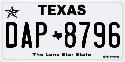 TX license plate DAP8796