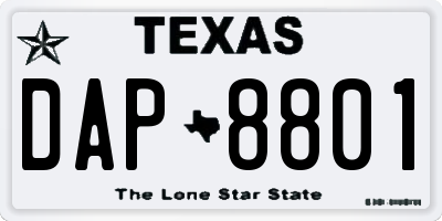 TX license plate DAP8801