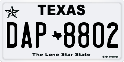 TX license plate DAP8802