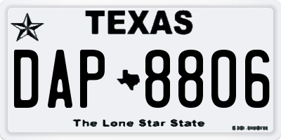 TX license plate DAP8806