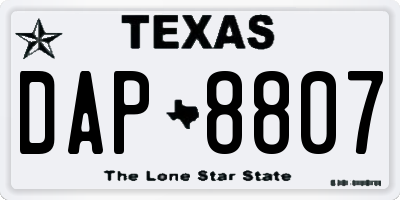 TX license plate DAP8807