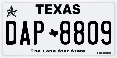 TX license plate DAP8809