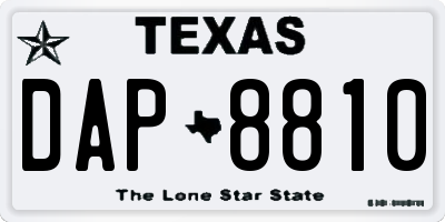 TX license plate DAP8810