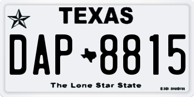 TX license plate DAP8815