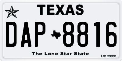 TX license plate DAP8816