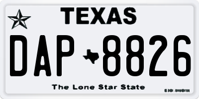TX license plate DAP8826