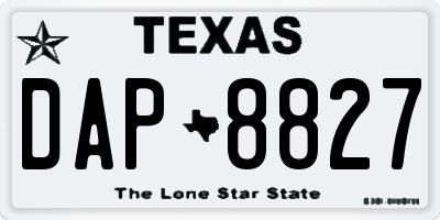 TX license plate DAP8827