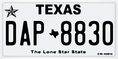 TX license plate DAP8830