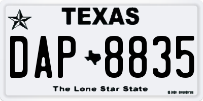 TX license plate DAP8835
