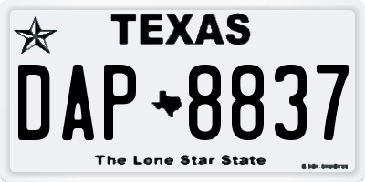 TX license plate DAP8837