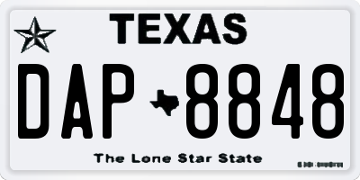TX license plate DAP8848