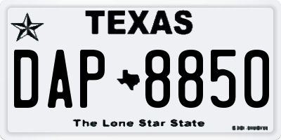 TX license plate DAP8850