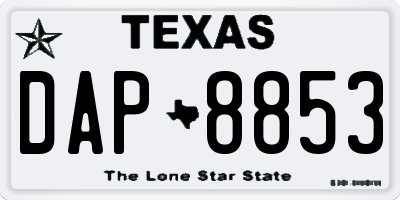 TX license plate DAP8853